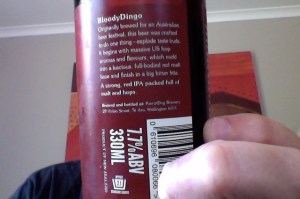 the label says ....  Strong Red IPA
