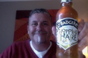 Man with after run glow, meets cold beer 