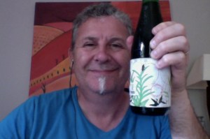 Bwahahah, earphones in, cheezy smile, might be New Year Eve. 