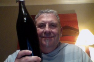 Dark night outside dark beer inside